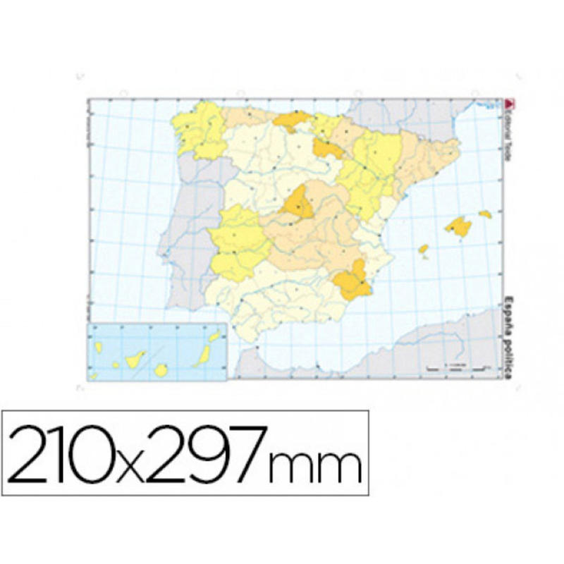 Compra Mapa Mudo Color Din A4 España Politico 4175