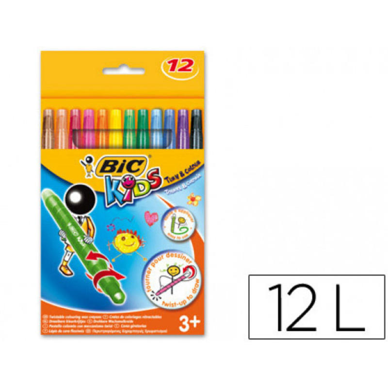 Lapices cera turn&colour bic kids 12 colores